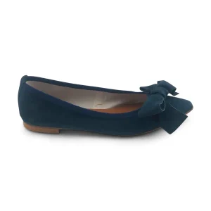Ballerine in camoscio blu navy con fiocco