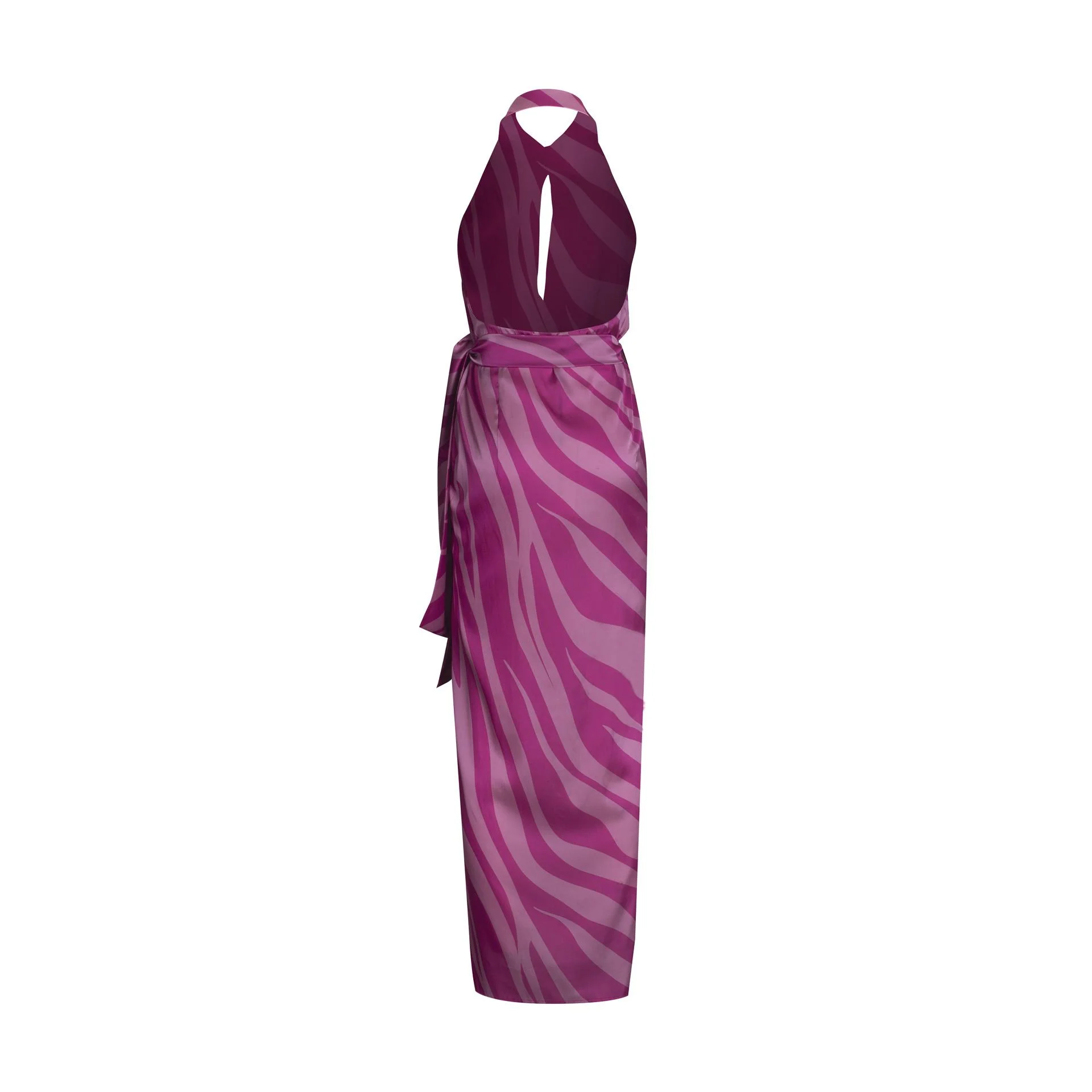 Abito lungo donna in tessuto fuxia con schiena scoperta Donna THE NUIT SAFARI 053 - immagine 3