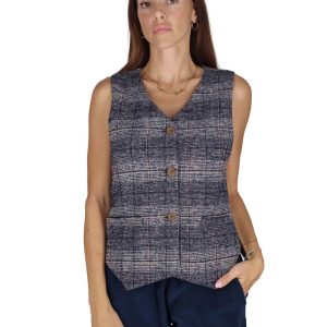 Gilet in lana blu con bottoncini Donna 3W25-VANNA GALLE NIGHT