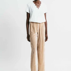 Pantalone donna in velluto beige con elastico in vita Donna 11158 24