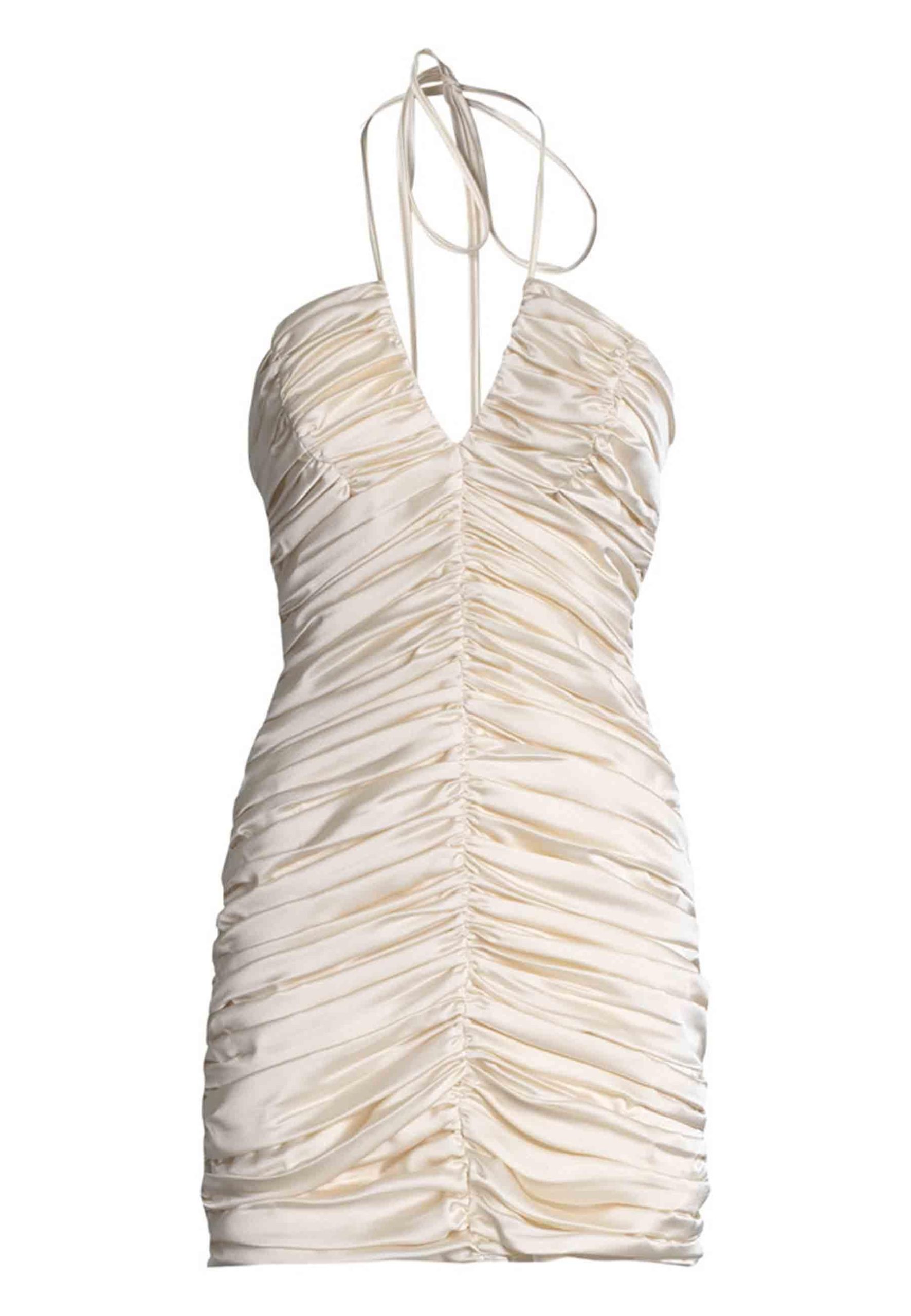 Abito donna corto in tessuto bianco con drappeggio centrale Donna THE PAOLINA DOUBLE 300