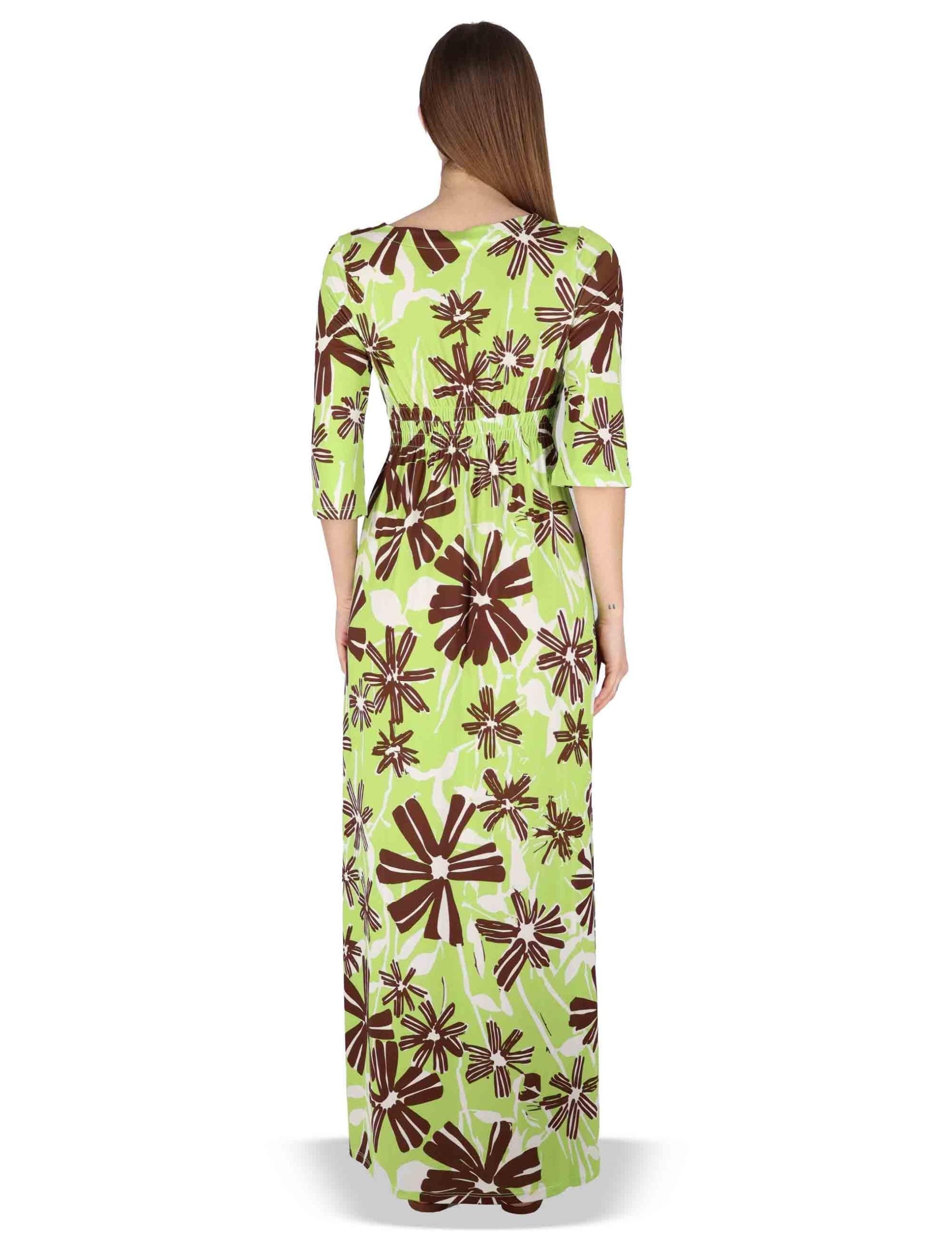 Abiti Long Kaftan in jersey floreal verde Donna JFAAB0001-E2637-1244 7046 - immagine 6