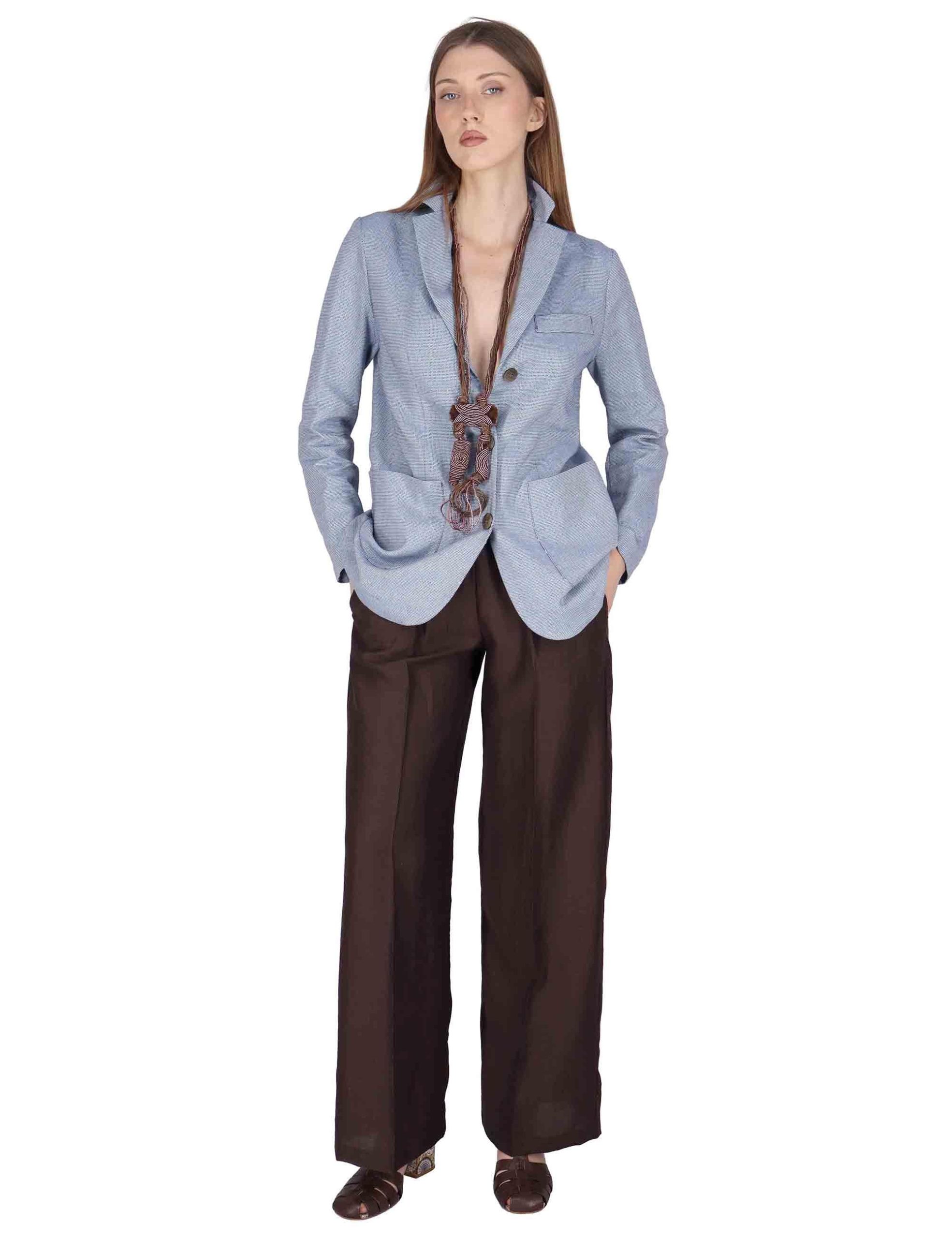 Blazer in cotone celeste monopetto Donna JABGA0001-F1494-1251 6005 - immagine 3