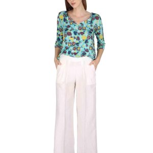 Pantaloni Elastic Waist Trousers in lino off white Donna JABPN0001-F1369-1254 85
