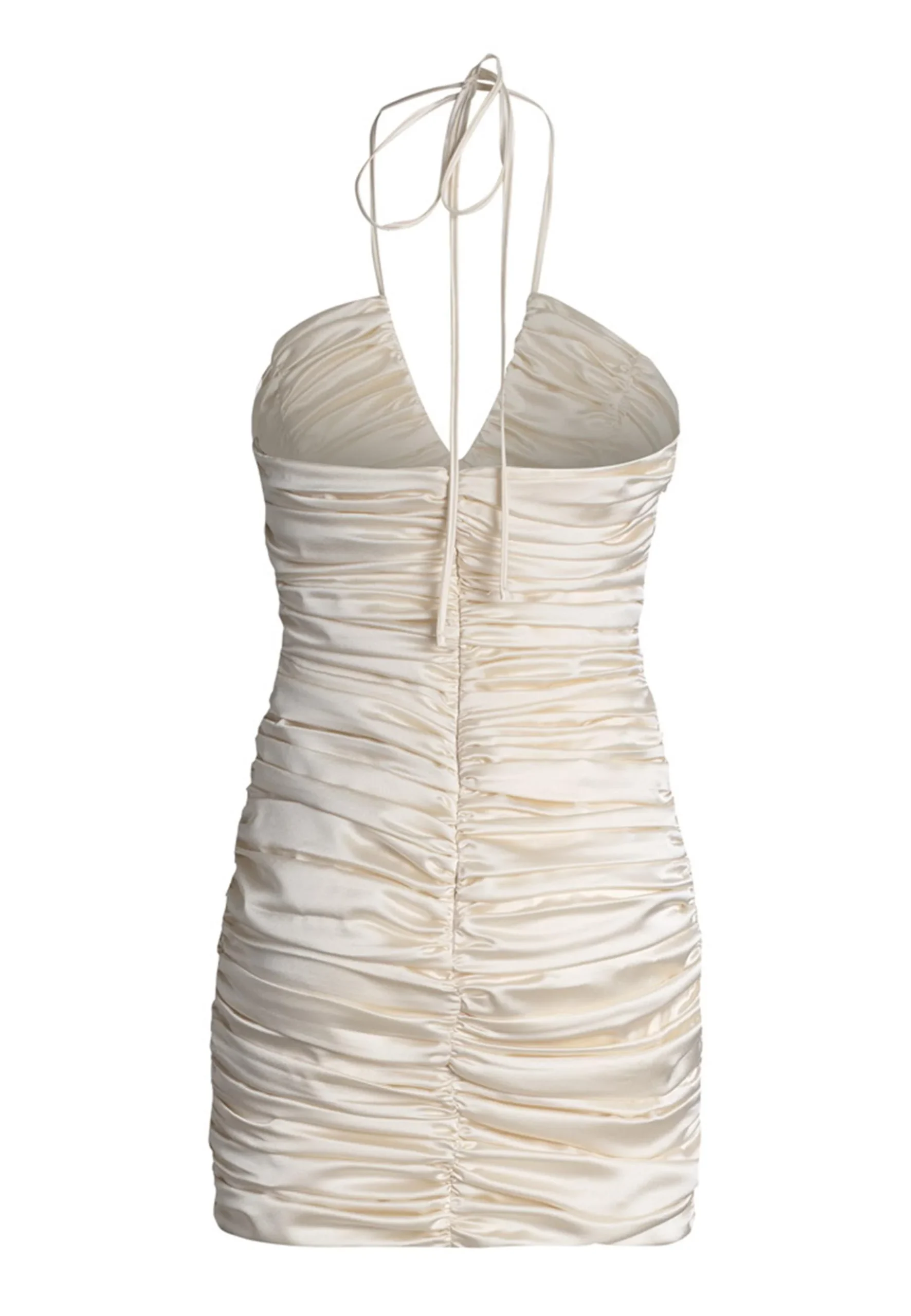 Abito donna corto in tessuto bianco con drappeggio centrale Donna THE PAOLINA DOUBLE 300 - immagine 3