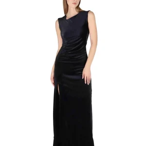 Abiti lunghi in ciniglia nera con spacco Donna JABAB0025-0507 9999