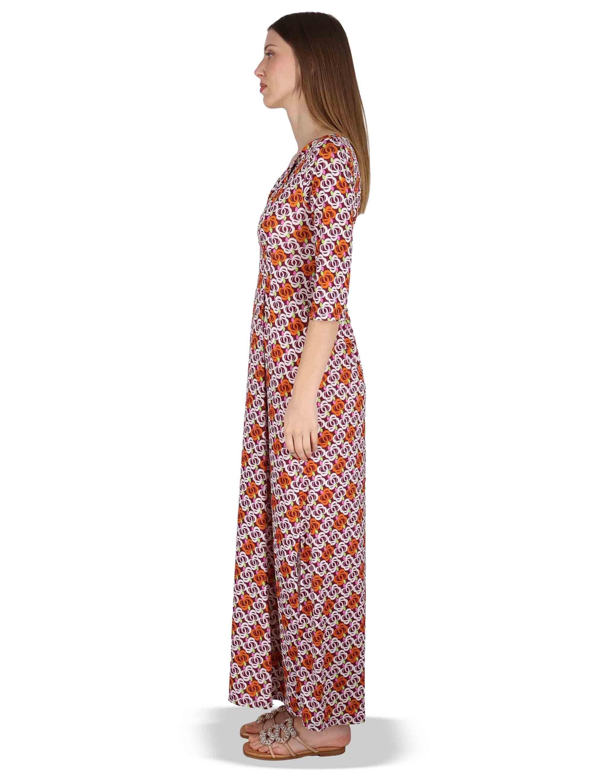 Abiti Long Kaftan in jersey floreal bordeaux Donna JFAAB0001-E2637-1246 4235 - immagine 6