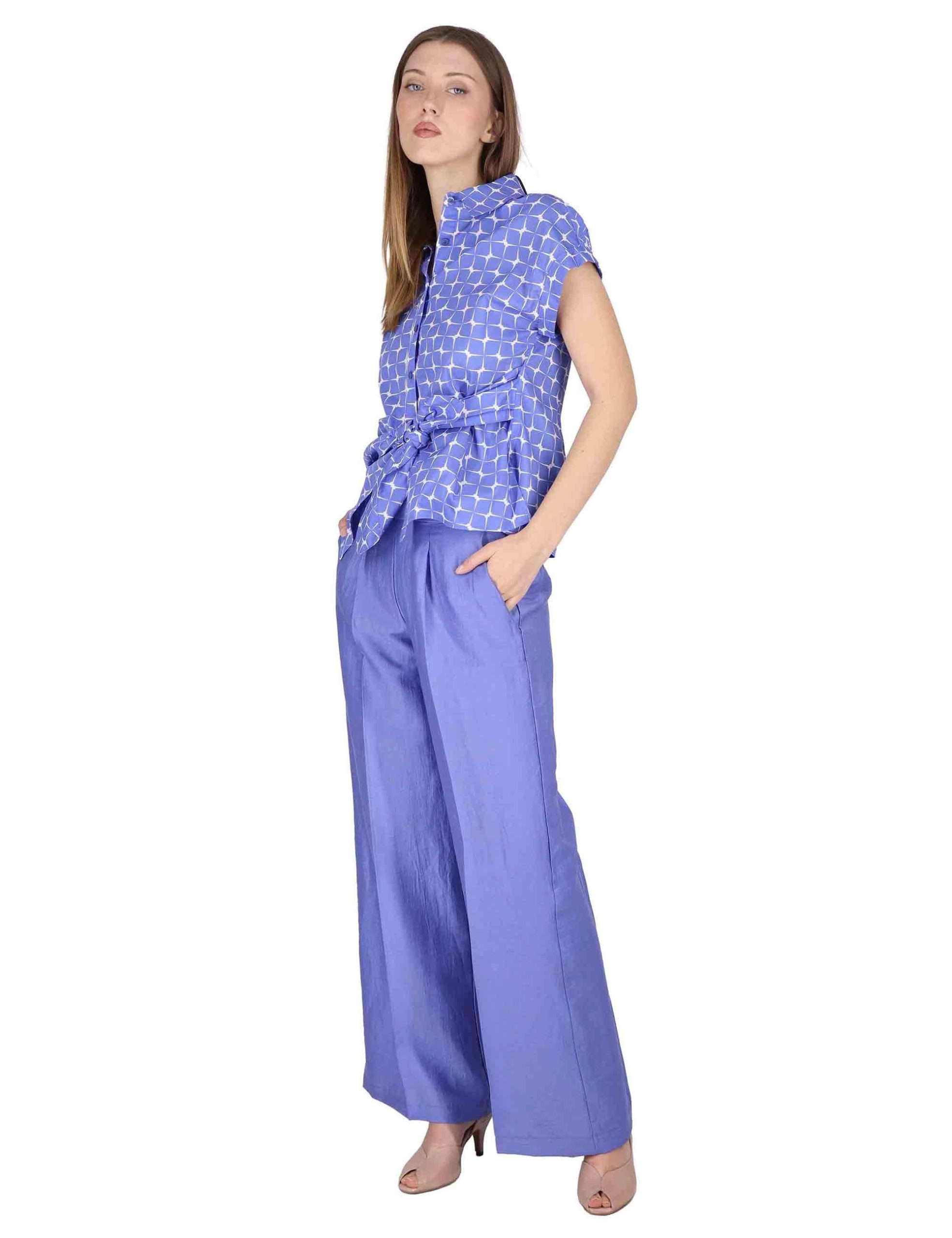 Pantaloni Elastic Waist Trousers in lino blu Donna JABPN0001-F1369-1254 6090
