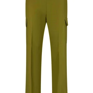 Pantaloni cargo donna in cotone verde con tasche laterali Donna 11448 28