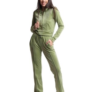 Felpe donna Madison  in tessuto verde con cappuccio e zip Donna VIJH70194WPF J93
