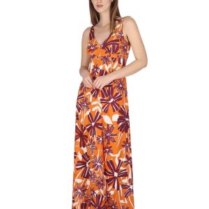 Abiti lunghi Empire in jersey arancione a fantasia Donna JFAAB0001-E2769-1244 2102