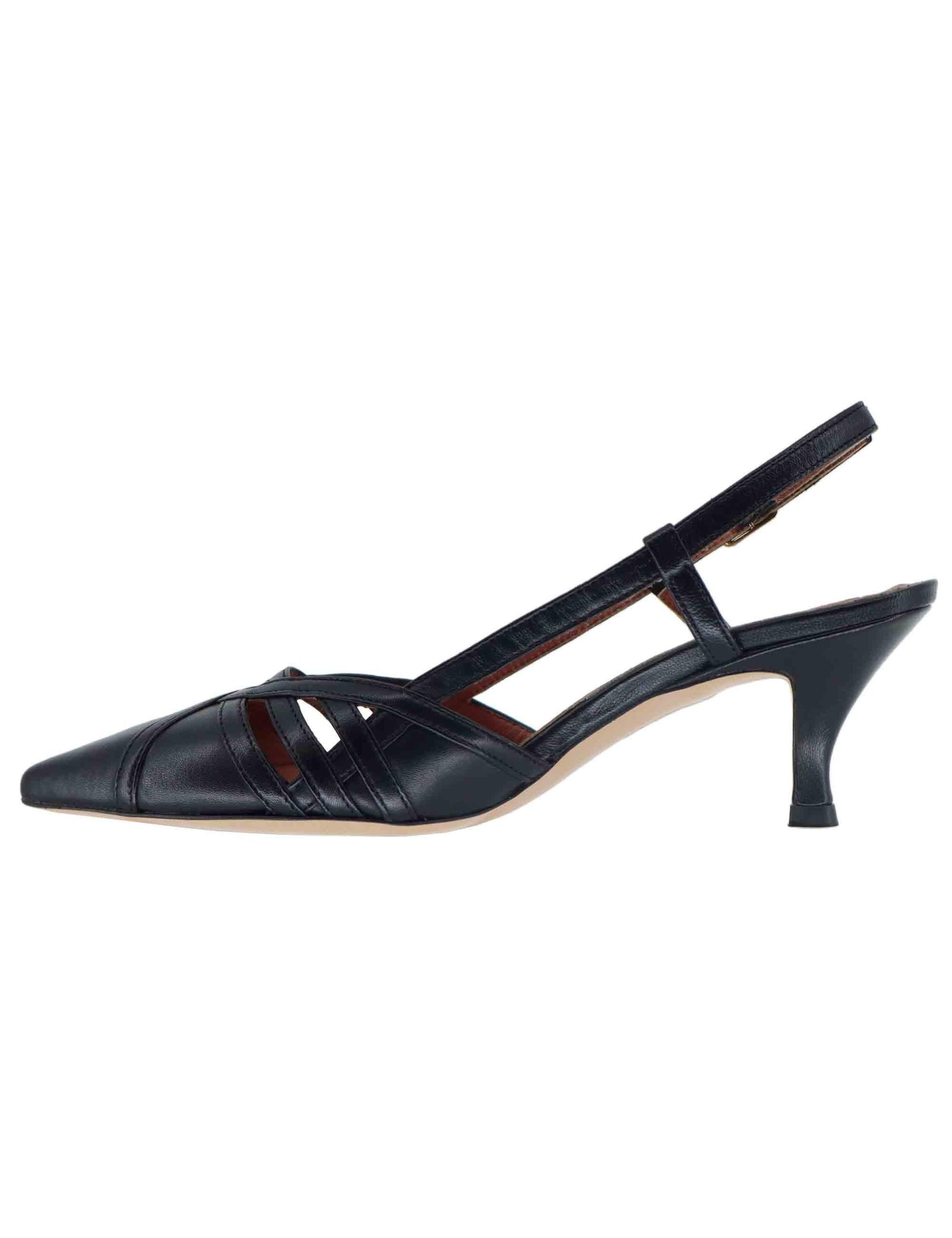 Slingback donna in pelle nera Donna 8820R 001 - immagine 3