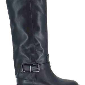 Stivali in pelle nera con ghetta Donna SP109 001