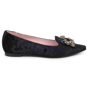 Ballerine donna a in velluto nero con fibbia gioiello Donna 7313 001