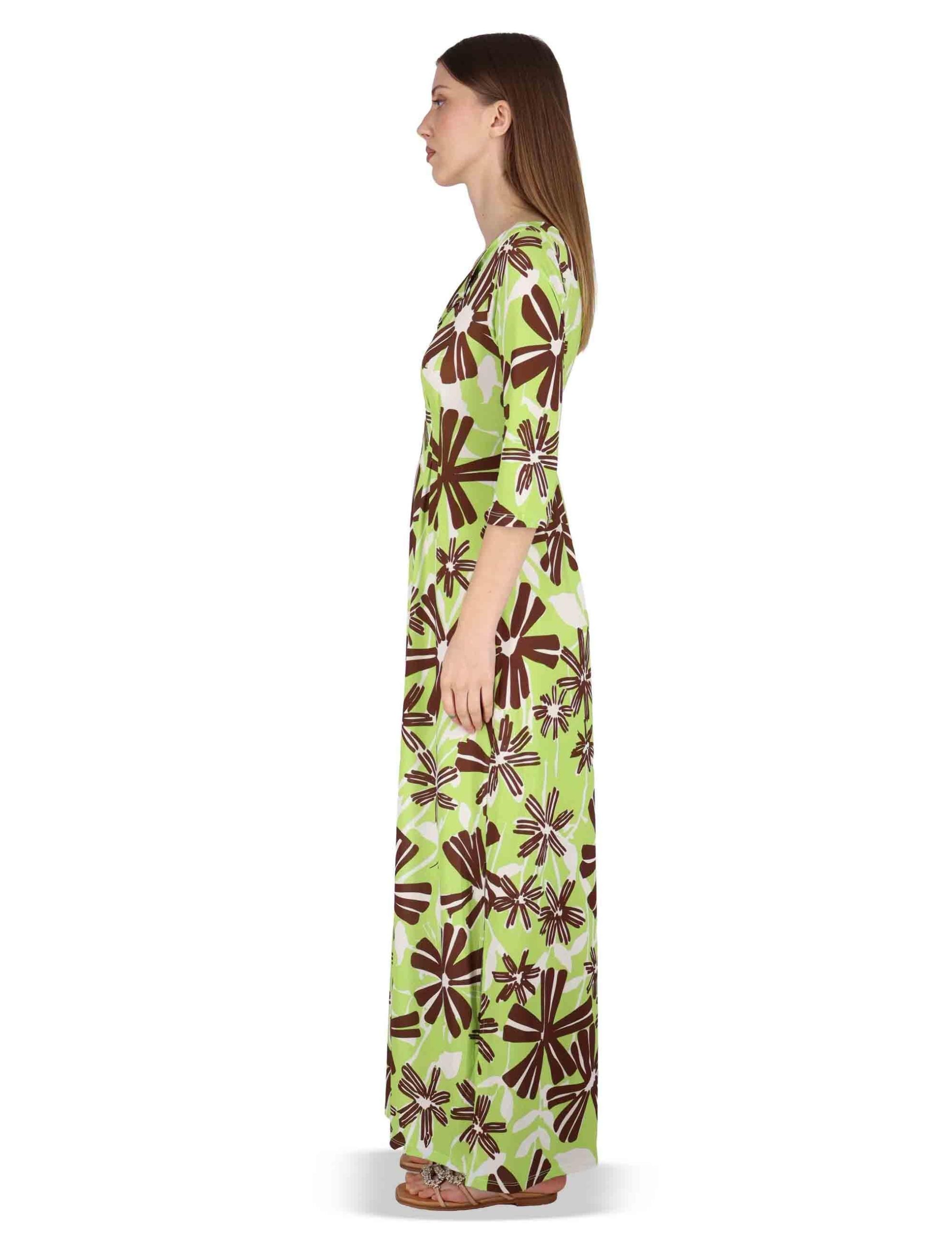 Abiti Long Kaftan in jersey floreal verde Donna JFAAB0001-E2637-1244 7046 - immagine 5