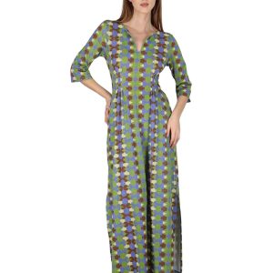 Abiti Long Kaftan in tessuto turchese a fantasia Donna JFAAB0001-F1506-1261 6090