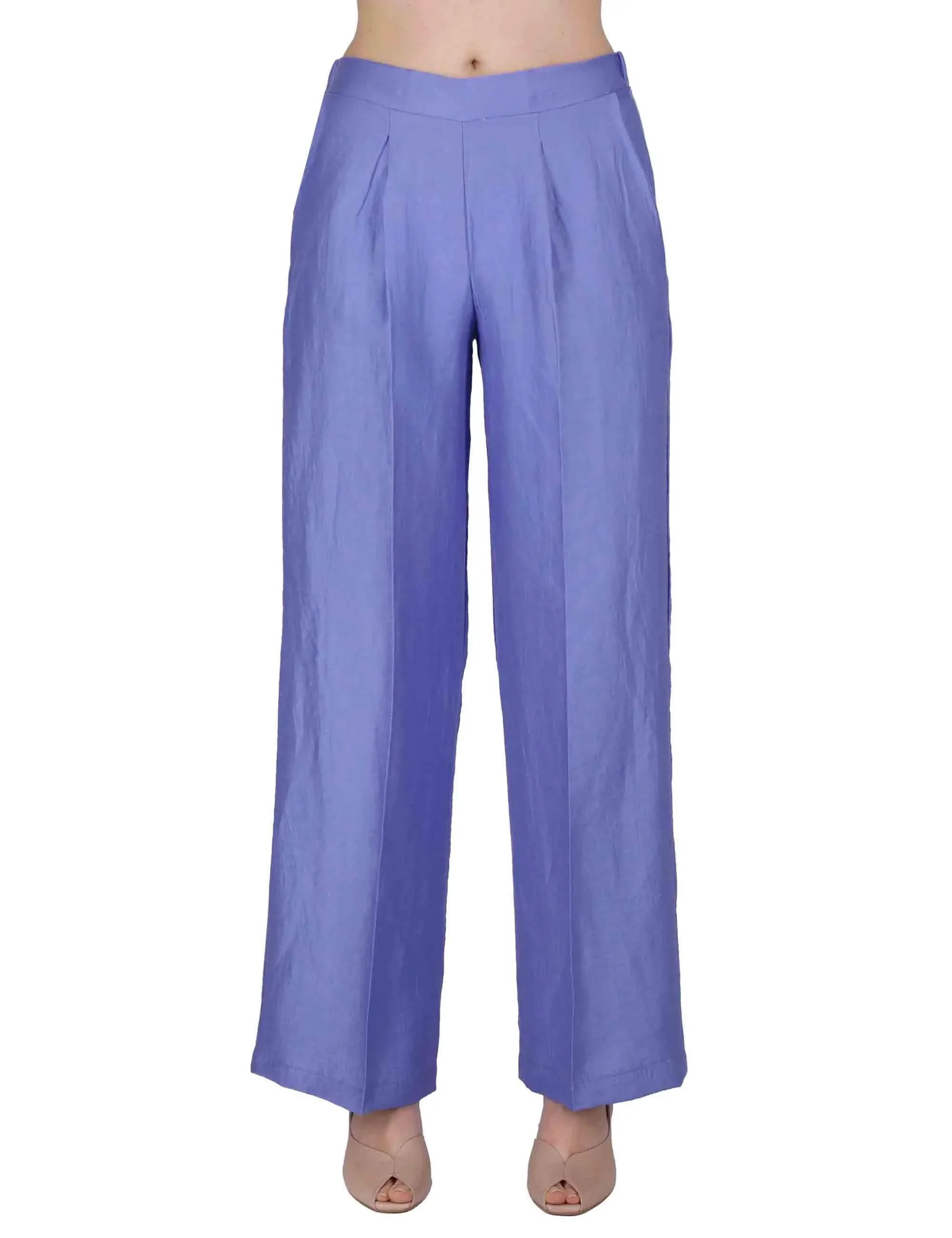 Pantaloni Elastic Waist Trousers in lino blu Donna JABPN0001-F1369-1254 6090 - immagine 3