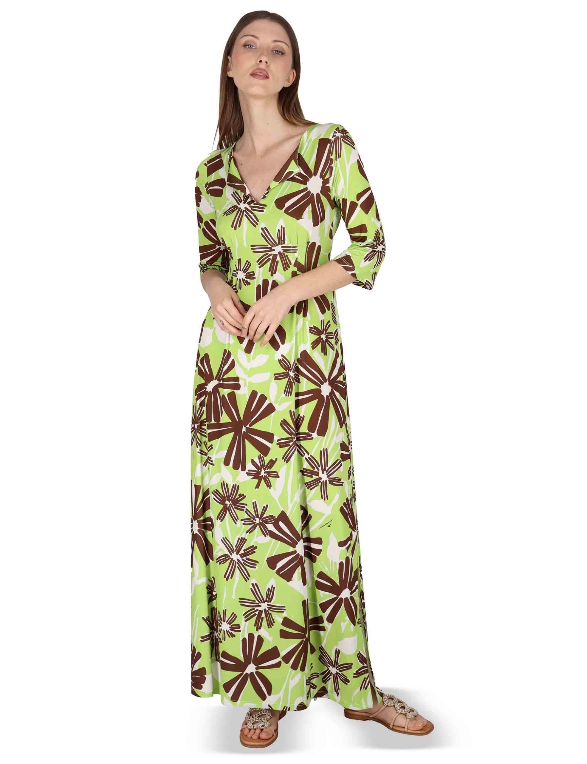 Abiti Long Kaftan in jersey floreal verde Donna JFAAB0001-E2637-1244 7046 - immagine 3